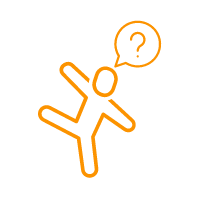 Resilience stick figure with question bubble.